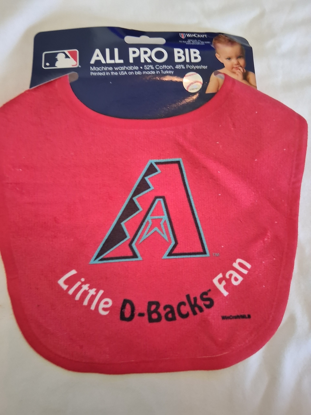 MLB Arizona Diamondbacks Red Baby Bib with Team A Logo